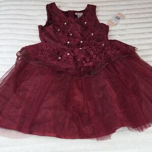 NANNETTE LEPORE NEW Girls L 14 BURGUNDY Sleeveless Floral Dress NWT